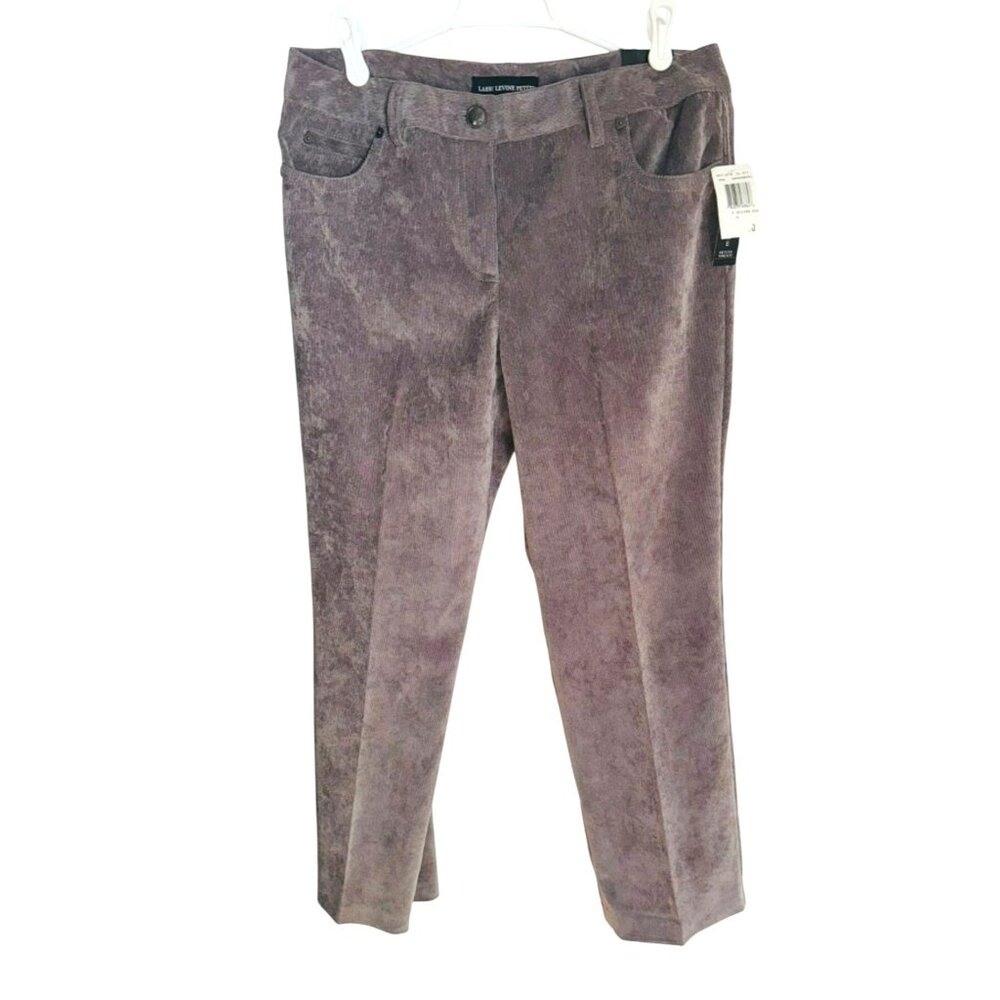 NEW Larry Levine Petite Corduroy Pants 10P Silver Fox Office City Quiet Luxury